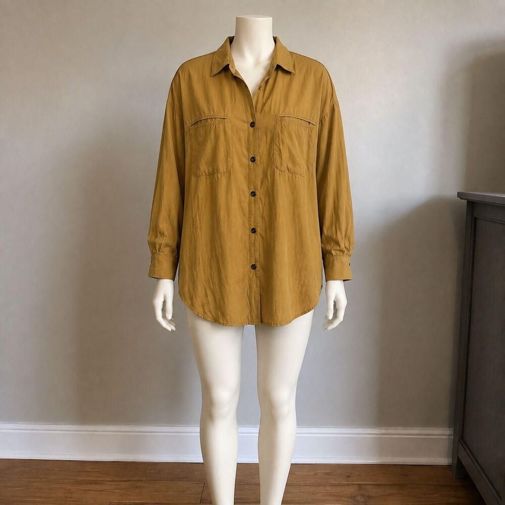 Abercrombie-fitch Women's Yellow and Tan Blouse